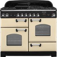 Rangemaster Classic CLA110DFFCR/C 110cm Dual Fuel Range Cooker - Cream / Chrome - A/A Rated, Cream