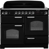 Rangemaster Classic CLA110ECBL/C 110cm Electric Range Cooker with Ceramic Hob - Black / Chrome - A/A Rated, Black