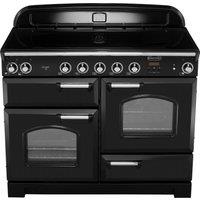 Rangemaster Classic CLA110EIBL/C 110cm Electric Range Cooker with Induction Hob - Black / Chrome - A/A Rated, Black