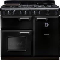 Rangemaster Classic Deluxe 100 Dual Fuel CLDL100DFPGBL/CM1 100cm Dual Fuel Range Cooker with Gas Hob - Black / Chrome - A/A Rated, Black