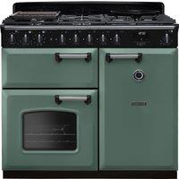 Rangemaster Classic Deluxe 100 Dual Fuel CLDL100DFPMGR/CM1 100cm Dual Fuel Range Cooker with Gas Hob - Mineral Green / Chrome - A/A Rated, Green
