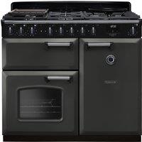 Rangemaster Classic Deluxe 100 Dual Fuel CLDL100DFPSLT/CM1 100cm Dual Fuel Range Cooker with Gas Hob - Slate / Chrome - A/A Rated, Grey
