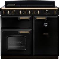 Rangemaster Classic Deluxe CLDL100EIPGBL/AB1 100cm Electric Range Cooker with Induction Hob - Black / Antique Brass - A/A Rated, Black