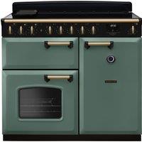 Rangemaster Classic Deluxe CLDL100EIPMGR/AB1 100cm Electric Range Cooker with Induction Hob - Mineral Green / Antique Brass - A/A Rated, Green