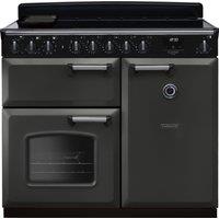 Rangemaster Classic Deluxe CLDL100EIPSLT/CM1 100cm Electric Range Cooker with Induction Hob - Slate / Chrome - A/A Rated, Grey