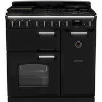 Rangemaster Classic Deluxe 90 CLDL90DFPGBL/CM1 90cm Dual Fuel Range Cooker - Black / Chrome - A Rated, Black