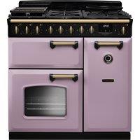 Rangemaster Classic Deluxe 90 CLDL90DFPHTH/AB1 90cm Dual Fuel Range Cooker with Gas Hob - Heather / Chrome - A Rated, Purple