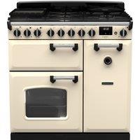 Rangemaster Classic Deluxe 90 CLDL90DFPPCR/CM1 90cm Dual Fuel Range Cooker - Cream / Chrome - A Rated, Cream