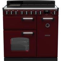 Rangemaster Classic Deluxe CLDL90EIPBOR/CM1 90cm Electric Range Cooker with Induction Hob - Bordeaux / Chrome - A/A Rated, Red