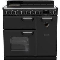 Rangemaster Classic Deluxe CLDL90EIPCBL/CM1 90cm Electric Range Cooker with Induction Hob - Charcoal Black / Chrome - A/A Rated, Black