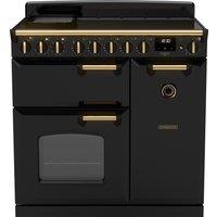 Rangemaster Classic Deluxe CLDL90EIPGBL/AB1 90cm Electric Range Cooker with Induction Hob - Black / Antique Brass - A/A Rated, Black