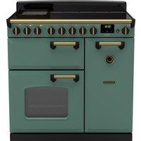 Rangemaster Classic Deluxe CLDL90EIPMGR/AB1 90cm Electric Range Cooker with Induction Hob - Mineral Green / Antique Brass - A/A Rated, Green