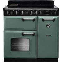 Rangemaster Classic Deluxe CLDL90EIPMGR/CM1 90cm Electric Range Cooker with Induction Hob - Mineral Green / Chrome - A/A Rated, Green