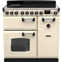 Rangemaster Classic Deluxe CLDL90EIPPCR/CM1 90cm Electric Range Cooker with Induction Hob - Cream / Chrome - A/A Rated, Cream