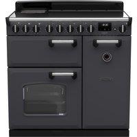 Rangemaster Classic Deluxe CLDL90EIPSLT/CM1 90cm Electric Range Cooker with Induction Hob - Slate / Chrome - A/A Rated, Grey