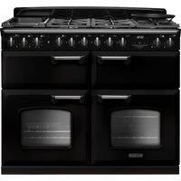 Rangemaster Classic Deluxe CLDLB110DFPGBL/CM1 110cm Dual Fuel Range Cooker with Gas Hob - Black / Chrome - A Rated, Black