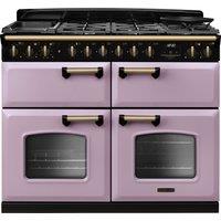 Rangemaster Classic Deluxe 110 CLDLB110DFPHTH/AB1 110cm Dual Fuel Range Cooker with Gas Hob - Heather / Antique Brass - A/A/A Rated, Purple