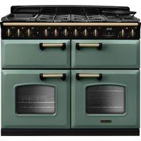 Rangemaster Classic Deluxe 110 CLDLB110DFPMGR/AB1 110cm Dual Fuel Range Cooker with Gas Hob - Mineral Green / Antique Brass - A/A/A Rated, Green