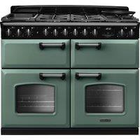 Rangemaster Classic Deluxe CLDLB110DFPMGR/CM1 110cm Dual Fuel Range Cooker with Gas Hob - Green / Chrome - A Rated, Green / Chrome