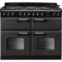 Rangemaster Classic Deluxe CLDLB110DFPSLT/CM1 110cm Dual Fuel Range Cooker with Gas Hob - Slate / Chrome - A Rated, Grey