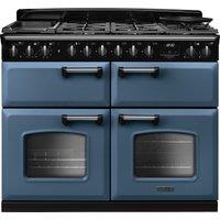 Rangemaster Classic Deluxe CLDLB110DFPSTB/CM1 110cm Dual Fuel Range Cooker with Gas Hob - Stone Blue / Chrome - A Rated, Blue