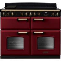 Rangemaster Classic Deluxe BC CLDLB110EIPBOR/AB1 110cm Electric Range Cooker with Induction Hob - Bordeaux / Antique Brass - A/A Rated, Red
