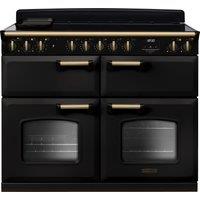 Rangemaster Classic Deluxe BC CLDLB110EIPCBL/AB1 110cm Electric Range Cooker with Induction Hob - Charcoal Black / Antique Brass - A/A Rated, Black