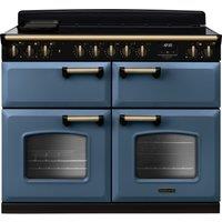 Rangemaster Classic Deluxe BC CLDLB110EIPSTB/AB1 110cm Electric Range Cooker with Induction Hob - Stone Blue / Antique Brass - A/A Rated, Blue