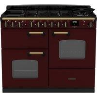 Rangemaster Classic Deluxe 110 CLDLO110DFPBOR/AB1 110cm Dual Fuel Range Cooker with Gas Hob - Bordeaux / Chrome - A Rated, Red