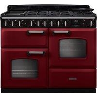 Rangemaster Classic Deluxe 110 CLDLO110DFPBOR/CM1 110cm Dual Fuel Range Cooker with Gas Hob - Bordeaux / Chrome - A Rated, Red