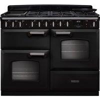 Rangemaster Classic Deluxe 110 CLDLO110DFPCBL/CM1 110cm wide Dual Fuel Range Cooker with Gas Hob - Charcoal Black / Chrome - A Rated, Black