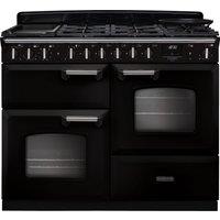Rangemaster Classic Deluxe 110 CLDLO110DFPGBL/CM1 110cm Dual Fuel Range Cooker with Gas Hob - Black / Chrome - A Rated, Black
