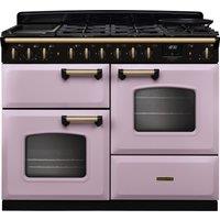 Rangemaster Classic Deluxe 110 CLDLO110DFPHTH/AB1 110cm Dual Fuel Range Cooker with Gas Hob - Heather / Chrome - A Rated, Purple