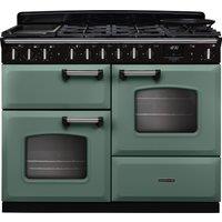 Rangemaster Classic Deluxe 110 CLDLO110DFPMGR/CM1 110cm Dual Fuel Range Cooker with Gas Hob - Green / Chrome - A Rated, Green / Chrome