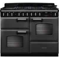 Rangemaster Classic Deluxe 110 CLDLO110DFPSLT/CM1 110cm Dual Fuel Range Cooker with Gas Hob - Slate / Chrome - A Rated, Grey