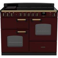 Rangemaster Classic Deluxe OC CLDLO110EIPBOR/AB1 110cm Electric Range Cooker with Induction Hob - Bordeaux / Antique Brass - A/A Rated, Red