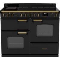 Rangemaster Classic Deluxe OC CLDLO110EIPCBL/AB1 110cm Electric Range Cooker with Induction Hob - Charcoal Black / Antique Brass - A/A Rated, Black