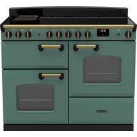 Rangemaster Classic Deluxe OC CLDLO110EIPMGR/AB1 110cm Electric Range Cooker with Induction Hob - Mineral Green / Antique Brass - A/A Rated, Green