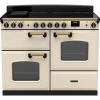Rangemaster Classic Deluxe OC CLDLO110EIPPCR/AB1 110cm Electric Range Cooker with Induction Hob - Cream / Antique Brass - A/A Rated, Cream