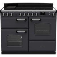 Rangemaster Classic Deluxe OC CLDLO110EIPSLT/CM1 110cm Electric Range Cooker with Induction Hob - Slate / Chrome - A/A Rated, Grey
