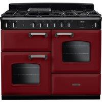 Rangemaster Classic OC CLO110DFPBOR/CM1 110cm Dual Fuel Range Cooker with Gas hob Hob - Bordeaux / Chrome - A Rated, Red