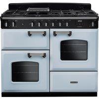 Rangemaster Classic OC CLO110DFPMSB/CM1 110cm Dual Fuel Range Cooker with Gas hob Hob - Misty Blue / Chrome - A Rated, Blue