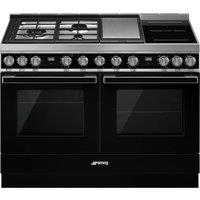 Smeg Portofino CPF120IGMPBL Dual Fuel Range Cooker - Black - A+/A Rated, Black