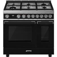 Smeg Portofino CPF92GMBL 90cm Dual Fuel Range Cooker - Black - A/A Rated, Black