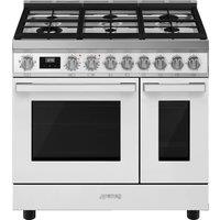 Smeg Portofino CPF92GMWH 90cm Dual Fuel Range Cooker - White - A/A Rated, White