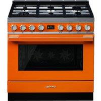 Smeg Portofino CPF9GPOR 90cm Dual Fuel Range Cooker - Orange - A+ Rated, Orange