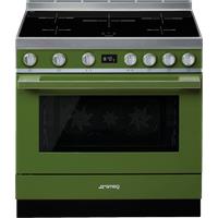 Smeg Portofino CPF9iPOG 90cm wide Electric Range Cooker with Induction Hob and Pyrolytic Cleaning - Olive Green - A+ Rated, Green