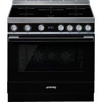 Smeg Portofino CPF9iPBL 90cm Electric Range Cooker with Induction Hob - Black - A+ Rated, Black