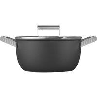 Smeg 50's Style Casserole Pan 24cm with Lid - Black, Black