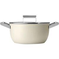 Smeg 50's Style Casserole Pan 24cm with Lid - Cream, Cream